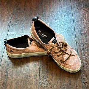 Sperry Pink (red/white) Canvas Sneakers with Leather Laces size 7